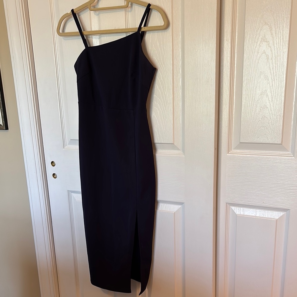 Asymmetrical Navy Blue Cocktail Dress
